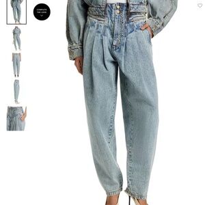 Ronny Kobo ODK High Rise Straight Jeans in Light Wash